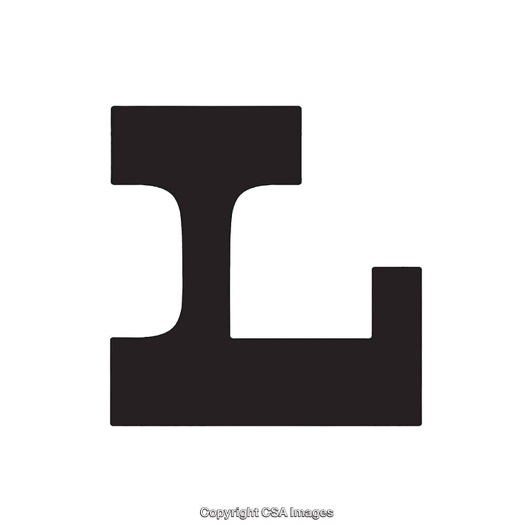Silhouette of the Letter L on a White Background