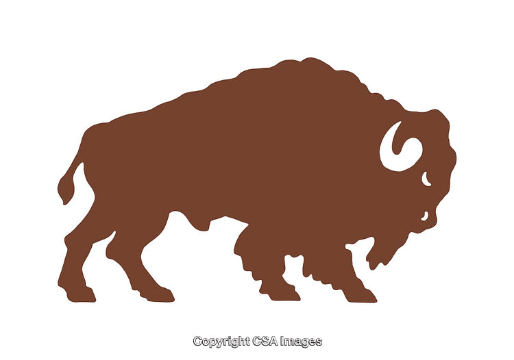 Silhouette of a Bison in Brown Color on White Background