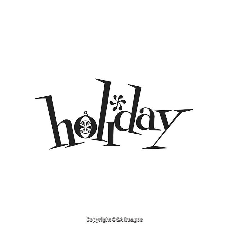 Stylized Holiday Lettering Featuring Ornament and Festive Artistic Flourishes
