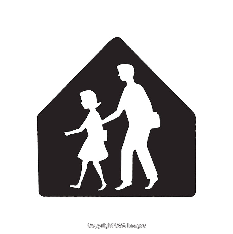 Black and White Silhouette of Two People Walking Together in Harmony