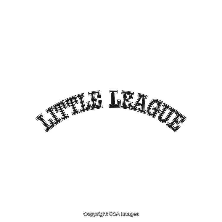 Arched Text Design Displaying 'Little League' in Black Lettering on White Background