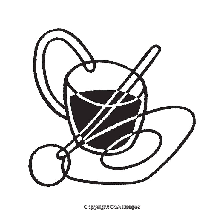 Abstract Black and White Coffee Cup Line Art Illustration