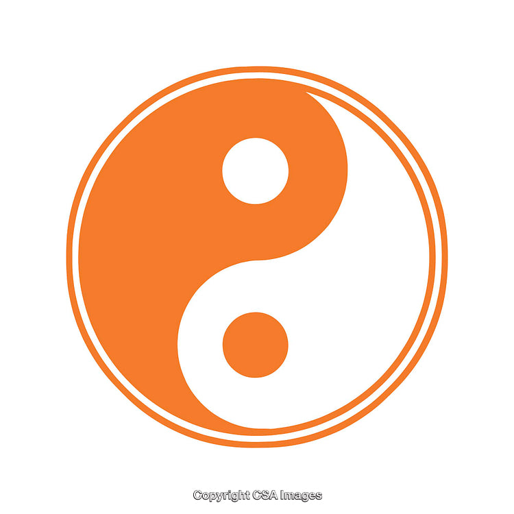Orange and White Yin Yang Icon Representing Balance and Harmony
