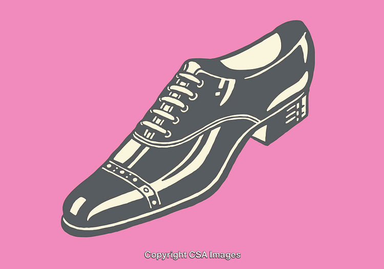 Stylish Vintage Line Art Illustration of a Dress Shoe on Pink Background