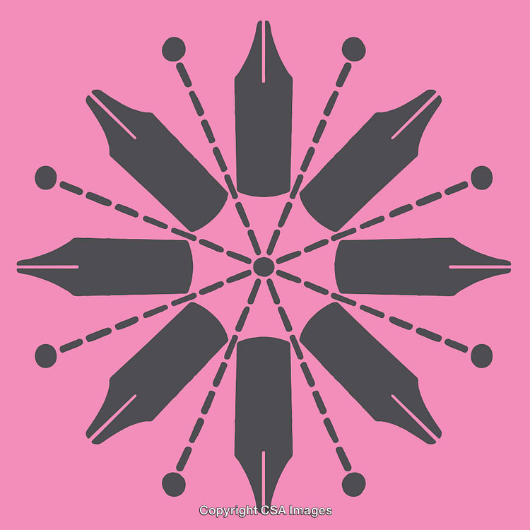 Stylized Pen Nib Geometric Pattern Design with Vibrant Colors and Symmetry