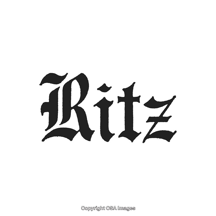 Classic Gothic-Styled 'Ritz' Logo in Bold Black Lettering on White Background