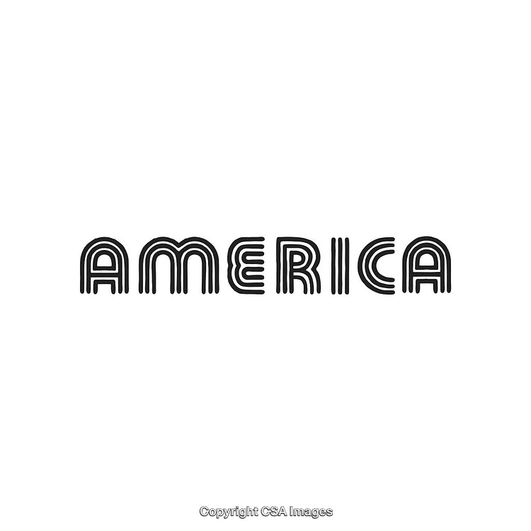 Stylized Monochrome America Text Featuring Geometric Patterns in Black Outline