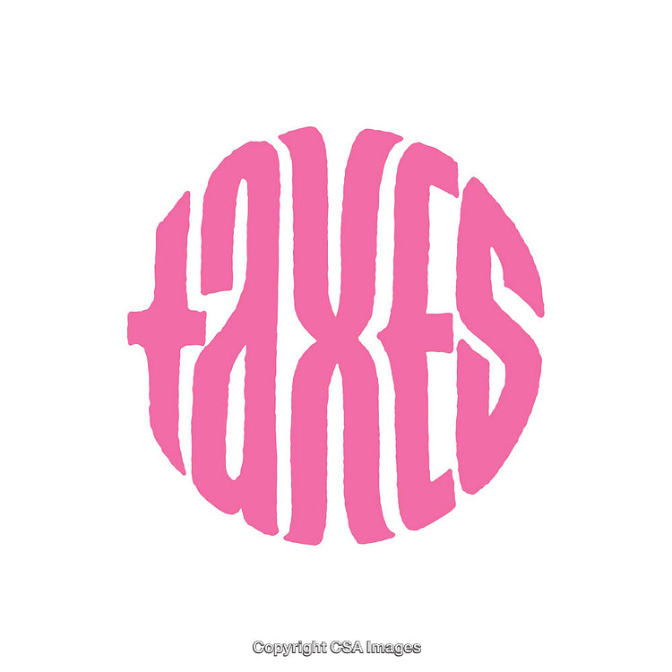 Pink Typographic Design Incorporating the Word Taxes in Bold Style
