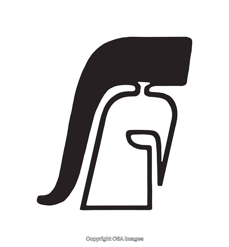 Stylized Egyptian Symbol in Black and White Line Art