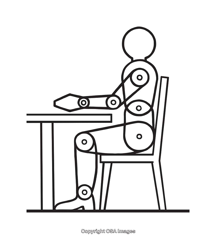 Diagram of Proper Sitting Posture Depicting a Mannequin in Side View