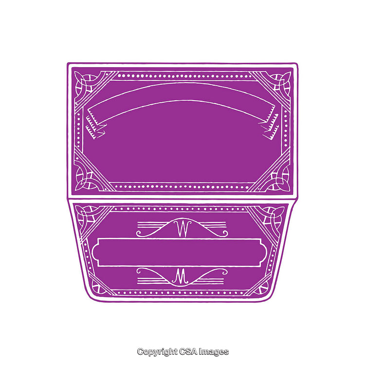 Purple Rectangular Label Design with Ornamental Border Elements and Space for Text