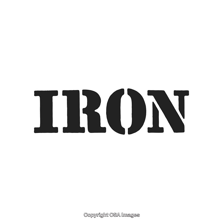Industrial and Vintage Styled Bold Iron Text on White Background