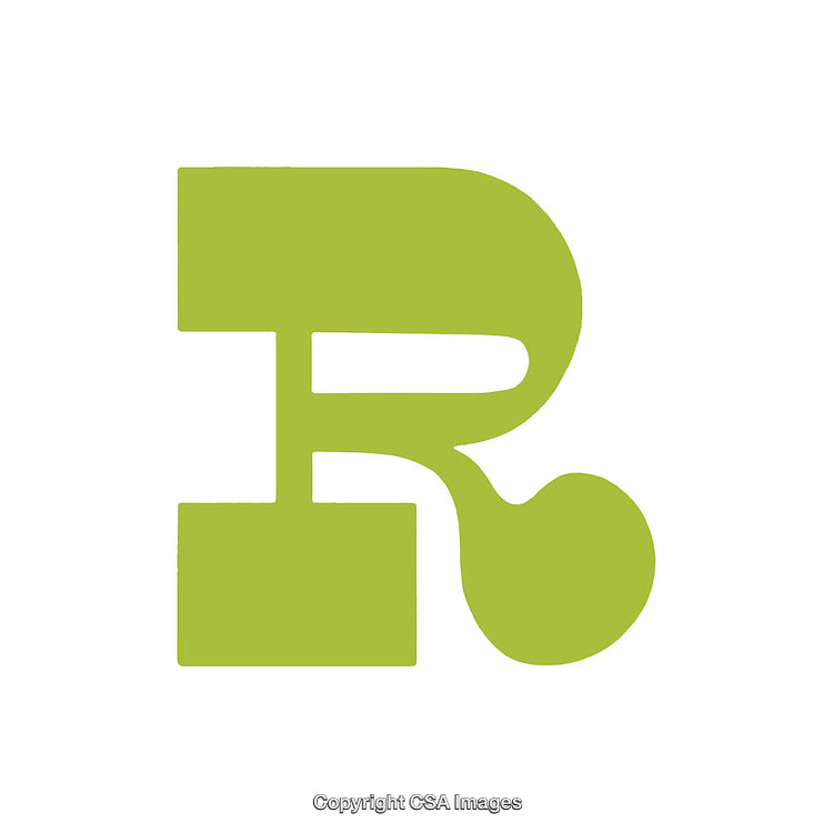 Stylized Green Letter R Design Isolated on a White Background