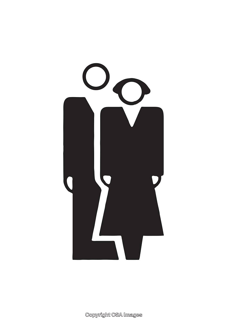 Simple Black and White Icon of a Couple Standing Together