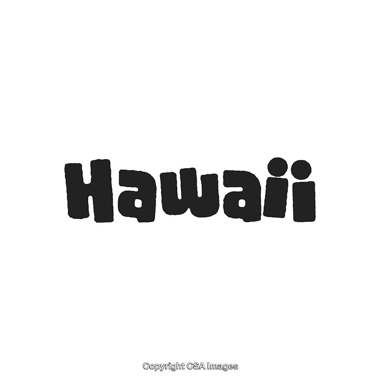 Creative Hawaii Text with Bold Black Font in Isolated White Background