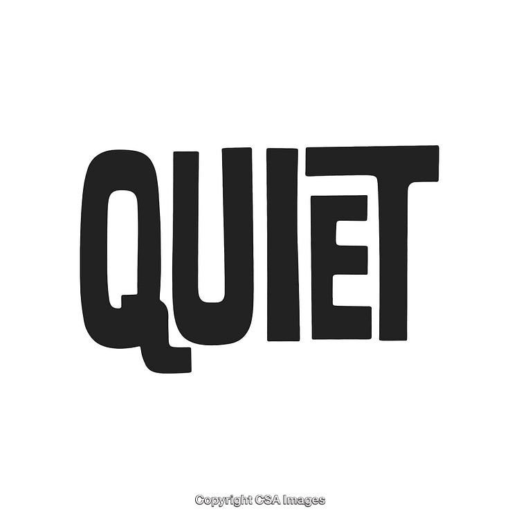 Bold Illustrated Text Emphasizing the Word Quiet on a Plain Background