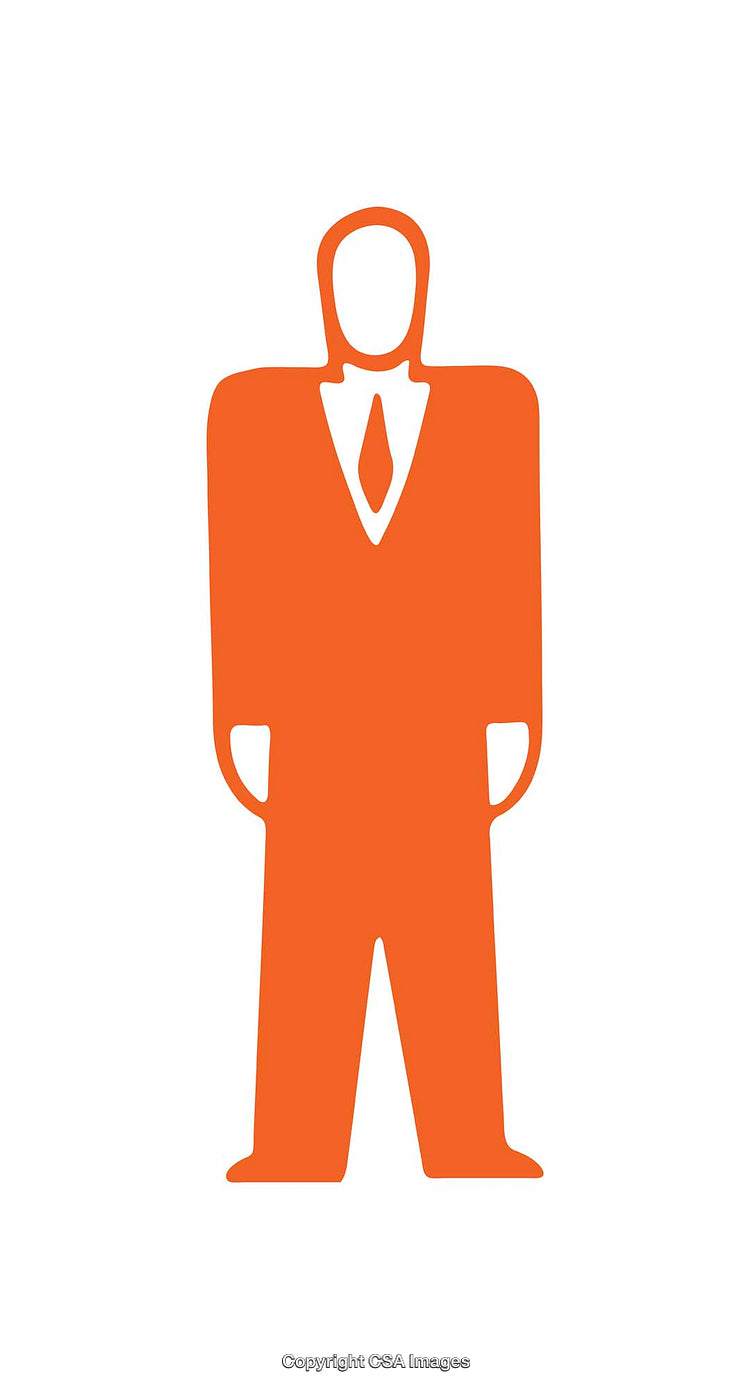 Simplistic Orange Business Icon Depicting a Suit and Tie Silhouette