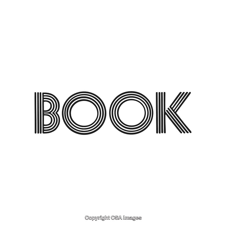 Minimalist Line Typography of the Word 'Book' in Black on White Background