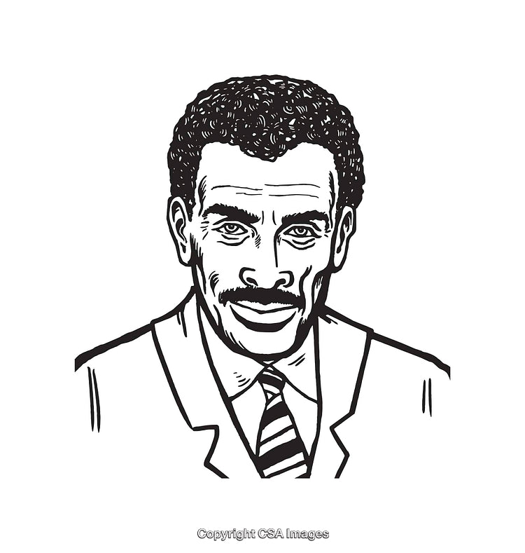 Hand-Drawn Black and White Portrait of Man in Suit and Tie