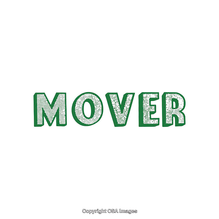 Green Stylized Text Spelling 'Mover' on White Background
