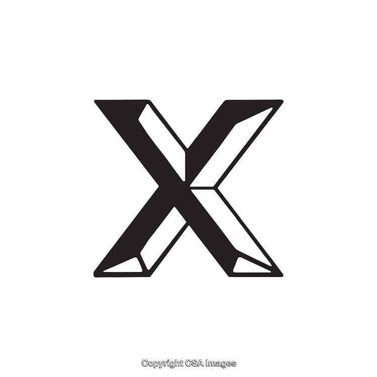 Bold Black Greek Chi Symbol Design with Geometric Features on White Background