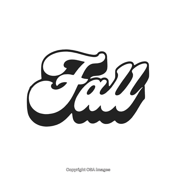 Black and White Retro Fall Typography Design on a Clean White Background