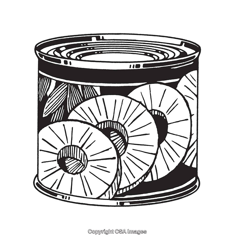 Black and White Line Art of Canned Pineapple Slices