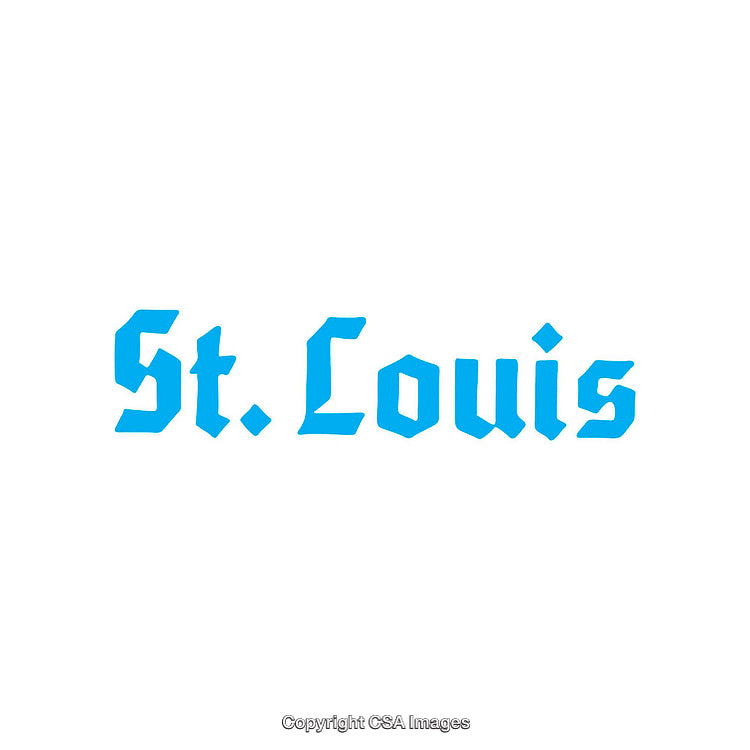 Blue Gothic St. Louis Text Design on a White Background
