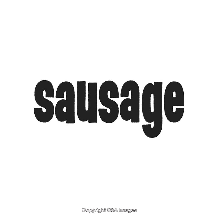 Sausage Text in Bold Black Font on White Background