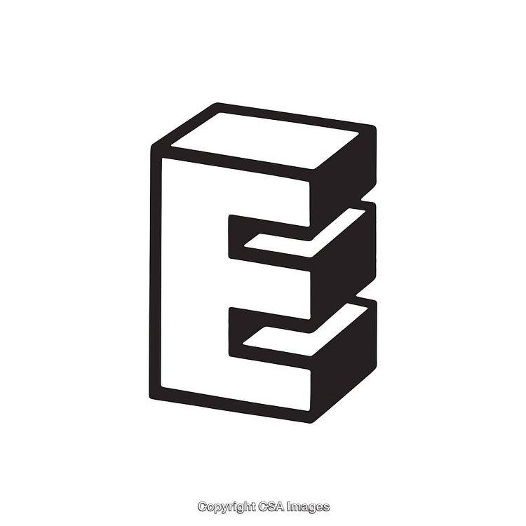 Abstract 3D Letter E Icon in Bold Design on White Background