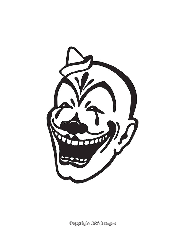 Vintage Black And White Clown Illustration With Laughing Expression