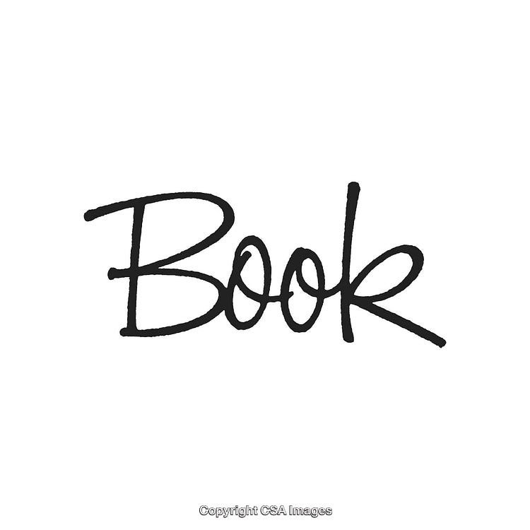 Handwritten Script Style Word 'Book' in Bold Black Letters