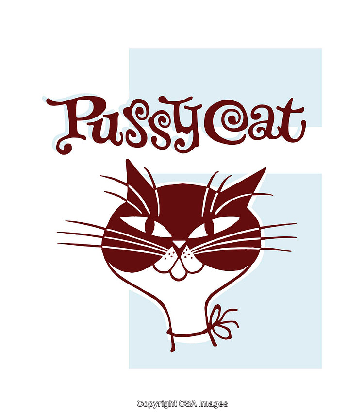 Playful Illustration of Cat Face with Artistic Typography