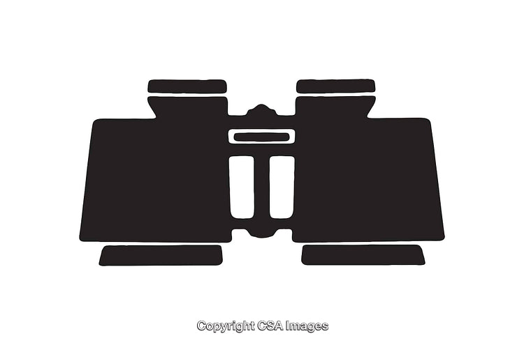 Black and White Line Art Illustration of Binoculars in Bold Silhouette
