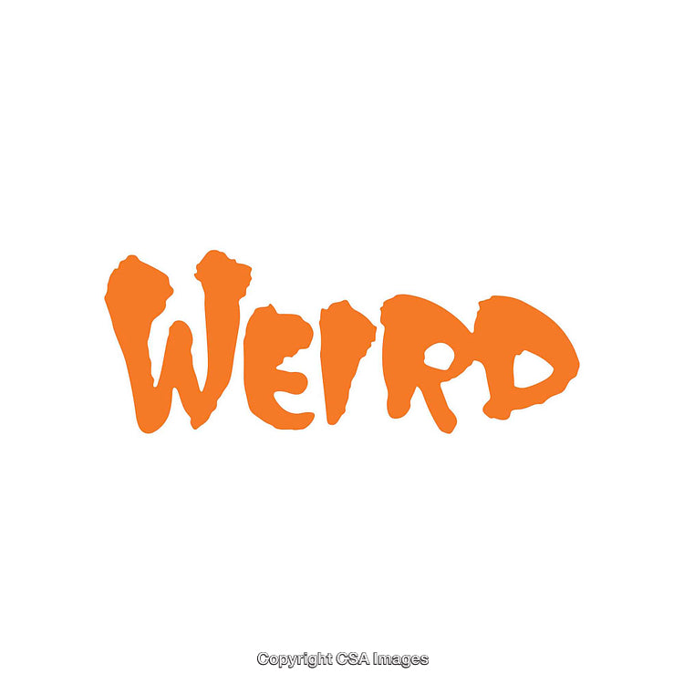 Bold Orange "Weird" Text with Playful Hand Lettered Style