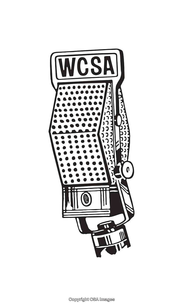 Vintage Microphone in Retro Black and White Line Art Style