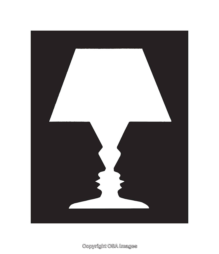Black and White Optical Illusion of Vase and Faces in Silhouette