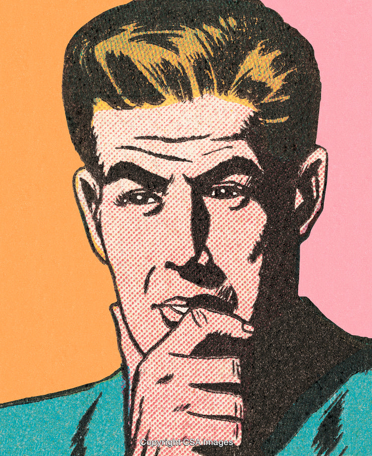 Thoughtful Comic Style Illustration of a Man in Vibrant Colors