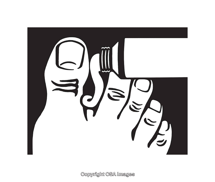 Black and White Vector Art of Toenail Care Illustration