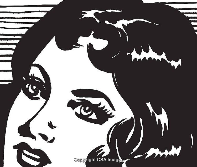 Illustration of a Woman's Face in Retro Graphic Design Style