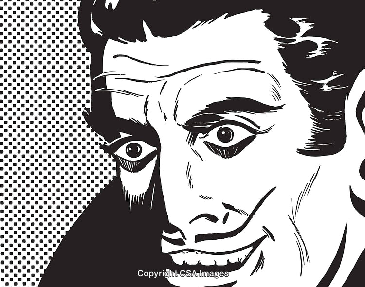 Close-Up Pop Art Style Illustration of a Retro Excited Face