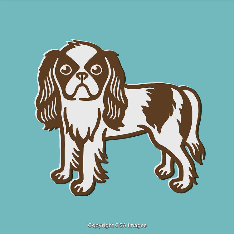 Color Line Art of a Dog with Brown and White Markings