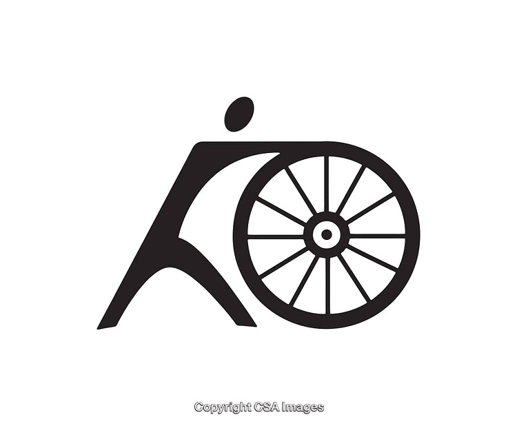 Abstract Black and White Icon with Wheel Motif