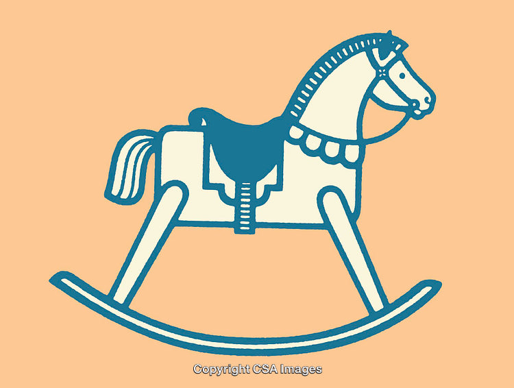 Vintage Rocking Horse Line Art Illustration with a Minimalistic Style