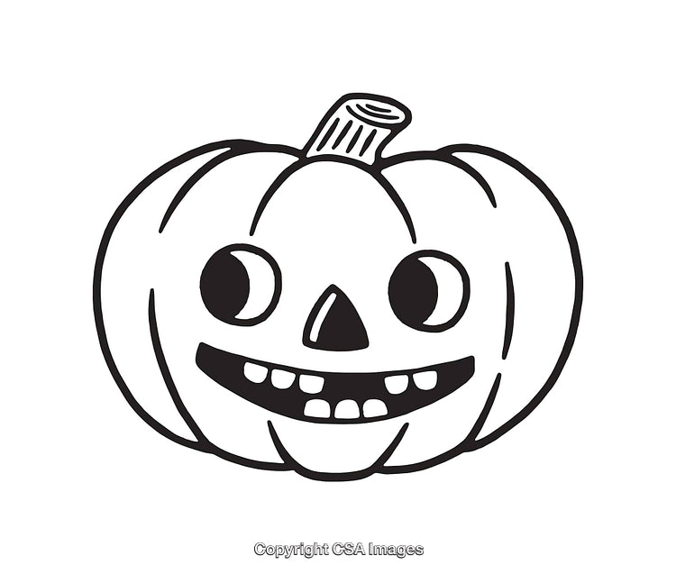 Black And White Line Art of a Halloween Pumpkin Face