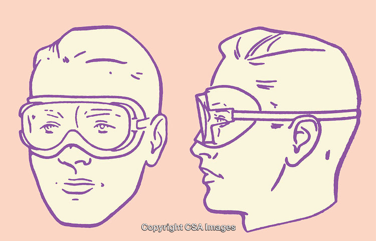 Color Line Art Illustrations of a Person Wearing Protective Goggles