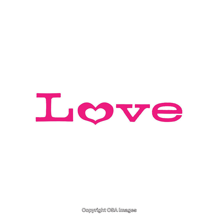 Pink Love Text With Heart Shaped Lettering on White Background