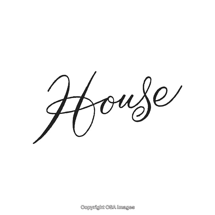 Elegant Handwritten Script of the Word 'House' in Black Ink Art