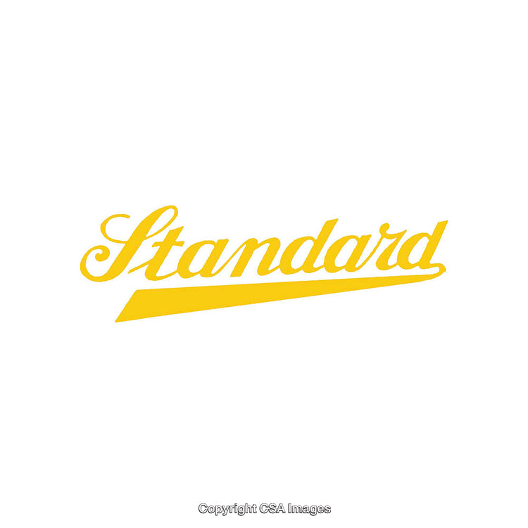 Bold Yellow "Standard" Text Design on a White Background