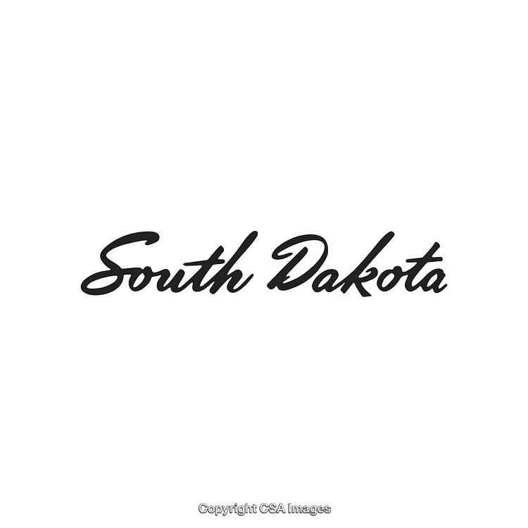 Stylish Script Typography of South Dakota Name on White Background